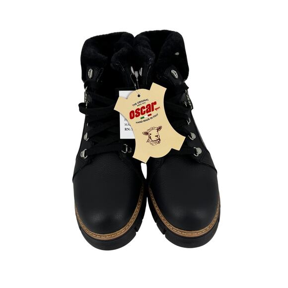 NEW Oscar Sport Black Leather Faux Fur Boots - Picture 2 of 5